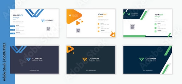 Fototapeta Corporate Business card stationery design, business visiting card bundle collection, Colorful business card set