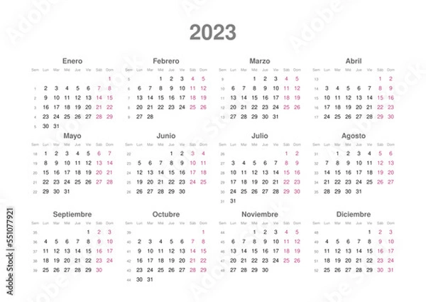 Fototapeta Kalender 2023, spanisch, Querformat