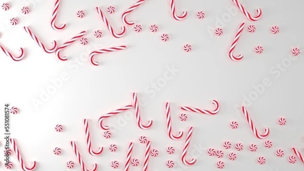 Fototapeta 3D Candy Canes Holiday Background With Copy Space