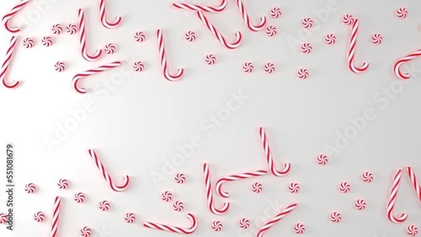 Fototapeta 3D Candy Canes Holiday Background With Copy Space