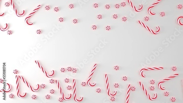 Fototapeta 3D Candy Canes Holiday Background With Copy Space