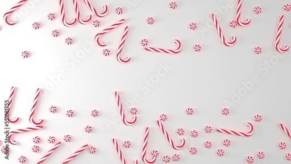 Fototapeta 3D Candy Canes Holiday Background With Copy Space