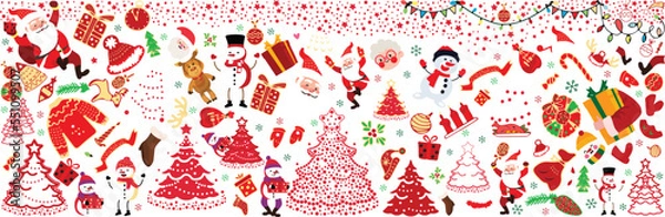 Fototapeta Christmas decoration and Christmas element. Transparent background. Gift Boxes and many others.