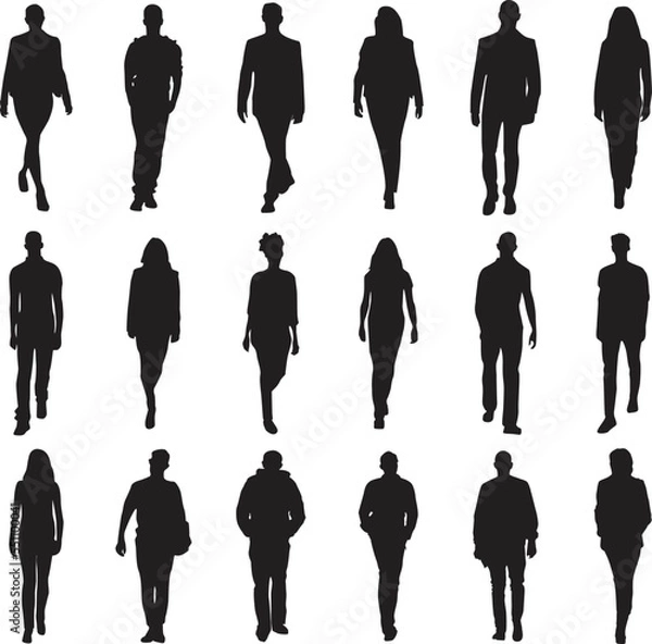 Fototapeta silhouette people on white background , Vector	