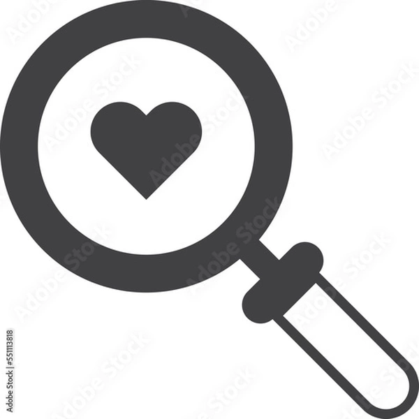 Fototapeta magnifying glass and heart illustration in minimal style