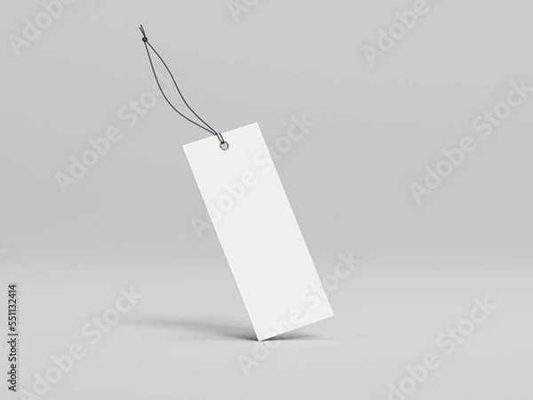 Fototapeta Blank white square label mockup, clothing tag, 3d rendering, 3d modeling