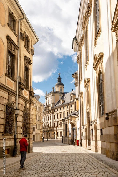 Fototapeta Baroque university and museum buildings in the old town of Wroclaw