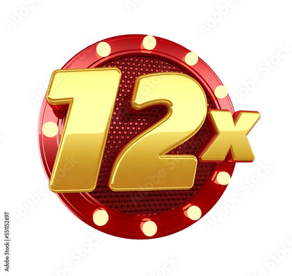 Obraz 12x twelve times yellow and red 3d render plots with light bulbs