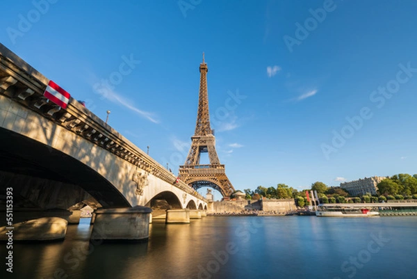 Fototapeta Eiffel Tower by Seine river in Paris
