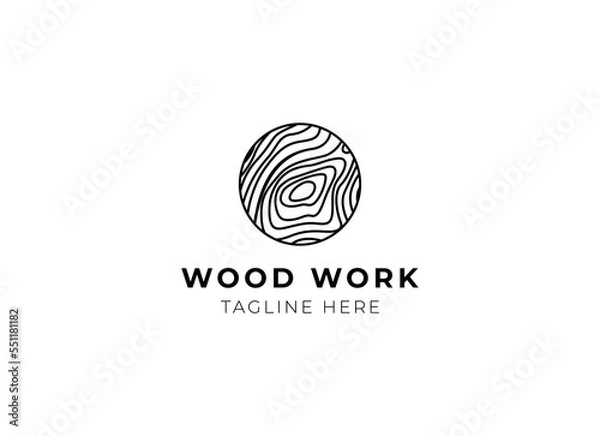 Obraz Capenter industry logo design - wood log, timber plank wood, woodwork handyman, wood house builder. simple minimalist icon.