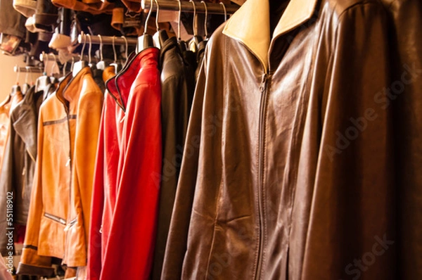 Obraz leather jackets on a rack