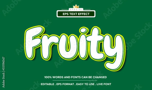 Fototapeta Fruity fresh juice text effect editable banner