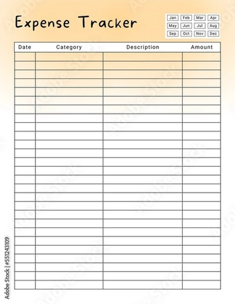 Fototapeta Minimalist Expense Tracker Sheet Planner