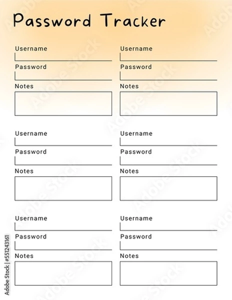 Fototapeta Minimal Password Tracker