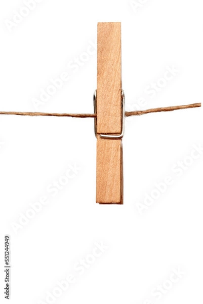 Obraz 1 wooden clothespin on a rope, png file