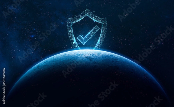 Obraz Global Security Checkmark Icon – Trust, Protection, and Verification