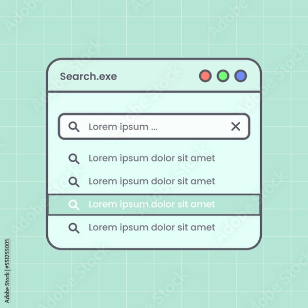 Fototapeta Search panel interface in vintage design style. Search bar vector illustration.