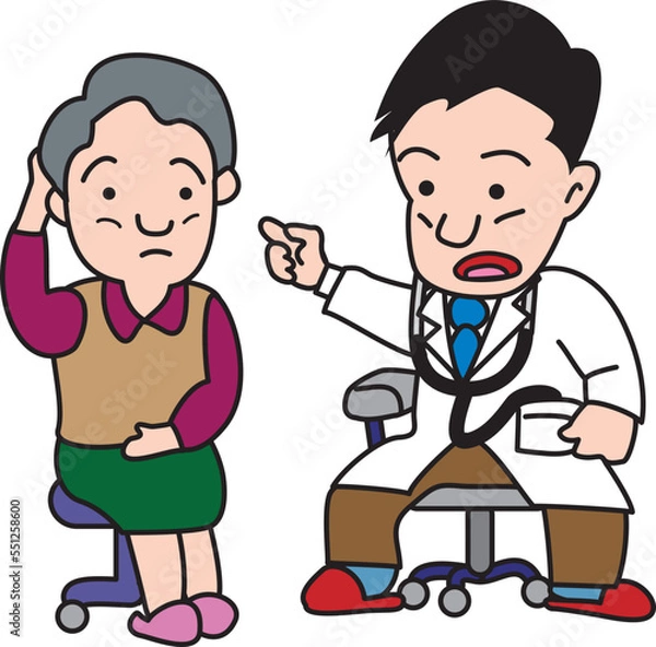 Fototapeta 怒る医者と女性患者
