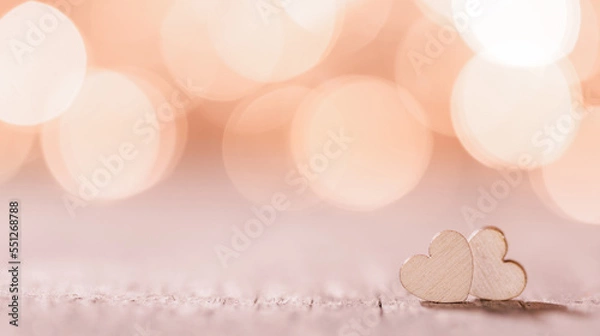 Fototapeta Two hearts on bokeh background