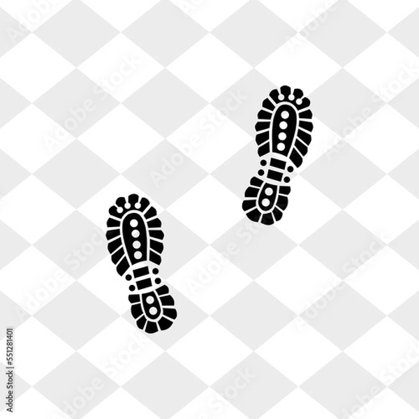Fototapeta pair of boot tracks simple black flat vector illustration