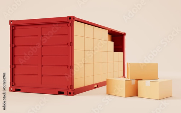 Fototapeta Packaging box and container, 3d rendering.