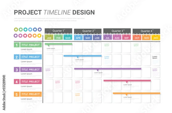 Fototapeta Calendar planner for 12 months or timeline chart. Concept of schedule or timetable  year. Flat vector illustration for business appointment, event or task planning, scheduling