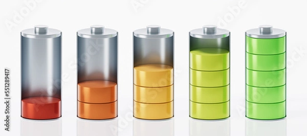 Fototapeta 3D fast charge battery on white background, energy technology concept, 3d rendering.