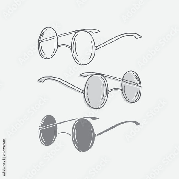 Fototapeta Hand drawn illustration of Glasses with three styles of line, shape and combination