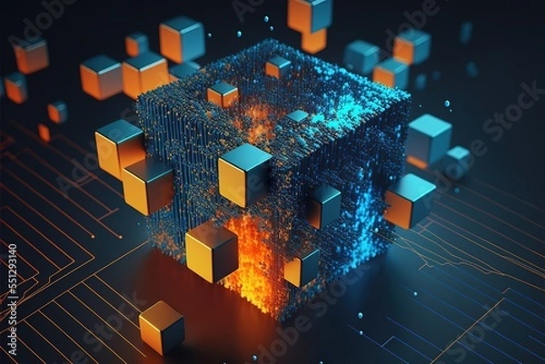 Fototapeta Big Data concept. Digital neural network.Business woman hand touching Introduction of artificial intelligence. Cyberspace of future.Science and innovation of technology.

