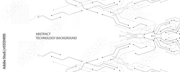 Fototapeta Gray and white technology background image Line design for communication connections in digital systems Hi-tech technology pattern
