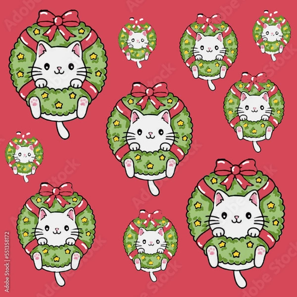 Obraz Christmas cat. Can be used for gift wrapping