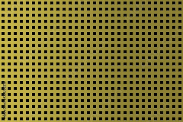 Fototapeta Simple brushed brass surface with geometric pattern and soft right-left light fade. Square grill, grid, screen, sheet metal design element for websites, print and other graphics.