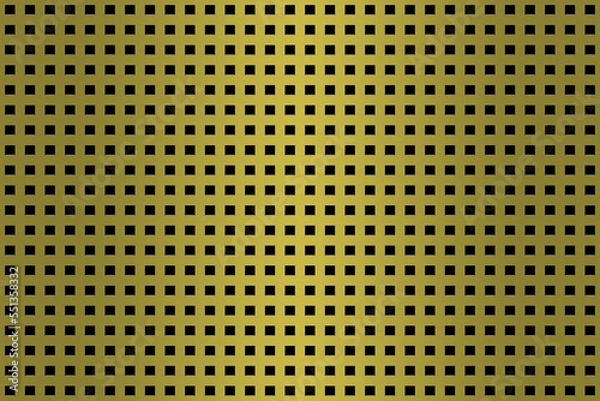 Fototapeta Simple brushed brass surface with geometric pattern and soft vertical light fade. Square grill, grid, screen, sheet metal design element for websites, print and other graphics.