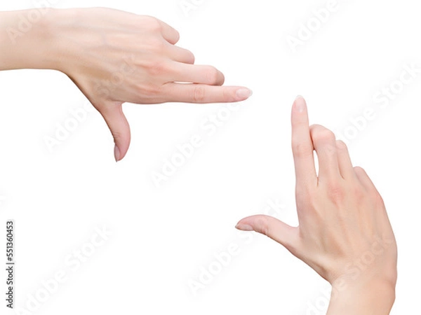 Fototapeta Frame made with woman's hands. Png isolated with transparency