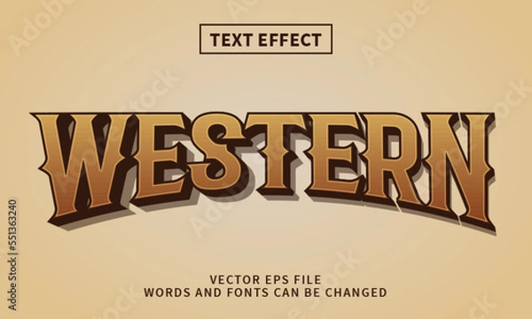 Obraz Editable 3d vintage western text effect. Classic font style perfect for logotype, heading and title	