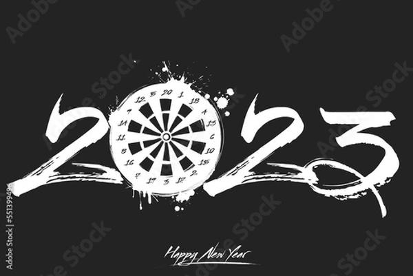 Fototapeta Happy New Year 2023 and dartboard