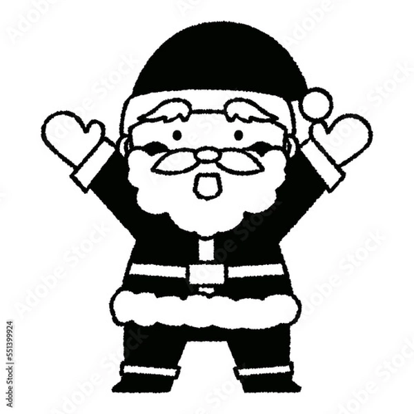 Obraz 両手をあげているサンタクロースのイラスト（モノトーン）