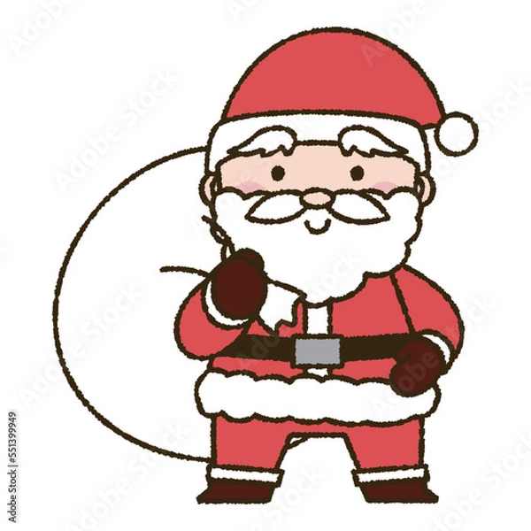 Obraz プレゼントが入った袋を持っているサンタクロースのイラスト