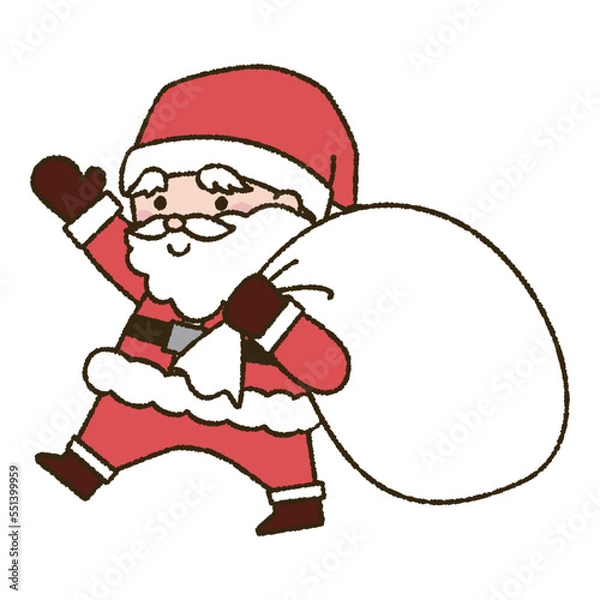 Obraz 片手を上げて歩いているサンタクロースのイラスト