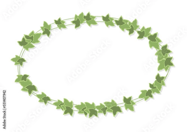 Fototapeta 葉っぱ・蔦のイラストの丸いフレーム（ベクター、アイビー）