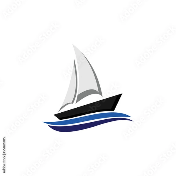 Obraz sailing ship logo isolated on white. vector illustration.
