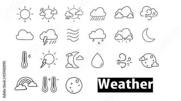 Fototapeta 天気　マーク　イラスト　セット
