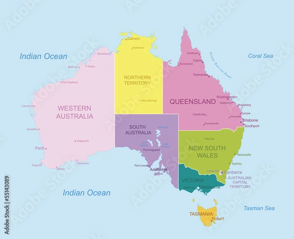 Fototapeta Australia-highly detailed map.Layers used.