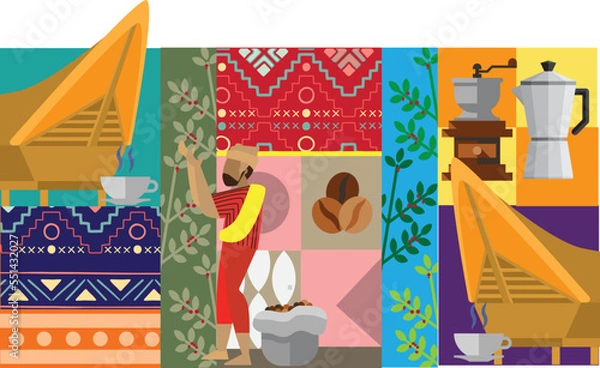 Obraz Coffee shop wall Illustrator