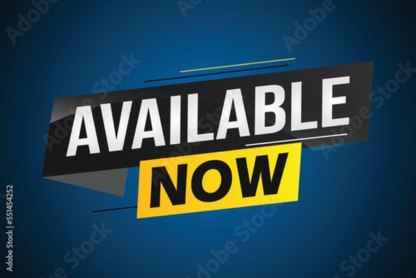 Obraz available now word concept vector illustration with lines 3d style for social media landing page, template, ui, web, mobile app, poster, banner, flyer, background, gift card, coupon, label, wallpaper