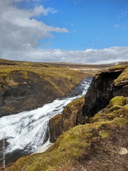 Obraz country landscape with waterfall