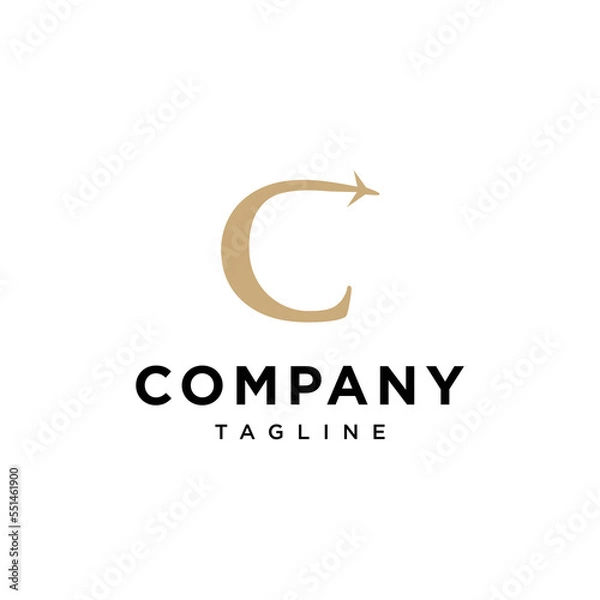 Fototapeta C Letter Travel Plane Vector logo icon vector Template