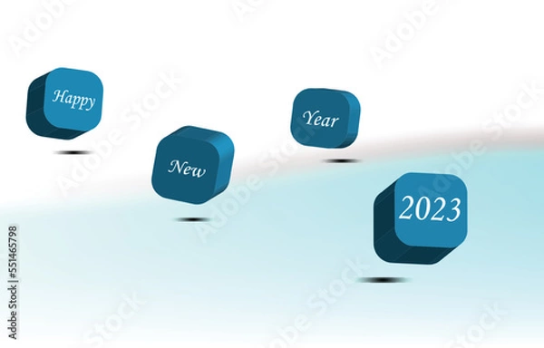 Fototapeta 3D with Happy New Year 2023 and blue tone