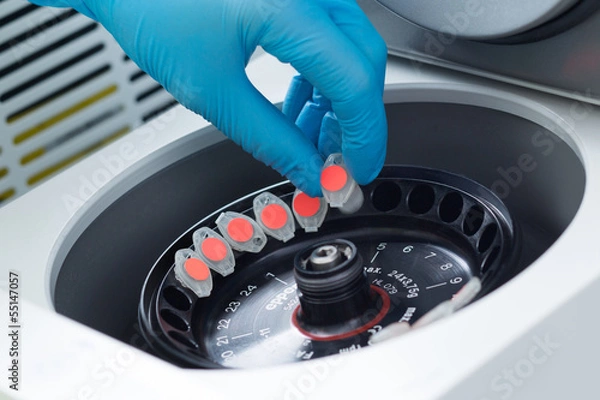 Obraz Scientist loading a sample to centrifuge