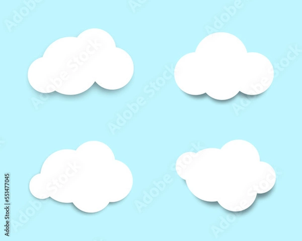 Fototapeta Cloud vector element illustration with weather shadow flat shaped background